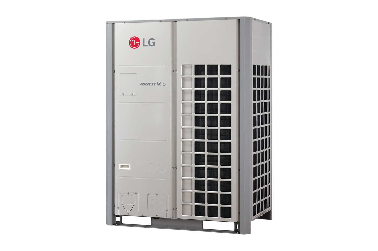 LG MULTI V 5 ARUV221LLS5 outdoor unit, 22HP, square-shaped ducts on the front and right side of the unit.