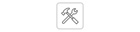 The hammer and spanner are crossed and placed obliquely.