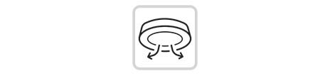 The LG Round Cassette spreads the increased airflow and detailed wind direction, visualized as folded arrows in the icon.