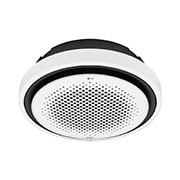 LG Round Cassette, Indoor Unit, ARNU36GTYA4 has many holes in the center of the perfectly round circle, and the edges are black and banded around.