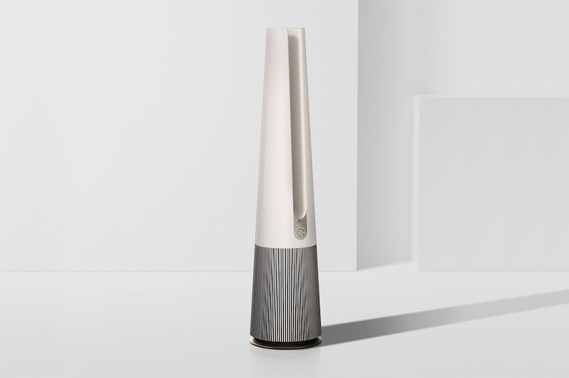 LG PuriCare™ AeroTower™ Air Purifying Fan in Beige with HEPA Filter and UVnano™ Technology   , FS15GPBK0
