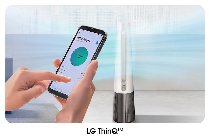 LG PuriCare™ AeroTower™ Air Purifying Fan in Beige with HEPA Filter and UVnano™ Technology   , FS15GPBK0