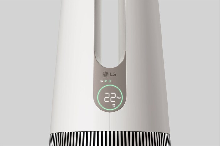 LG PuriCare™ AeroTower™ Air Purifying Fan in Beige with HEPA Filter and UVnano™ Technology , FS15GPBK0