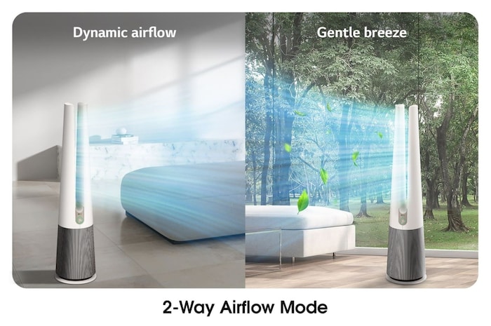 LG PuriCare™ AeroTower™ Air Purifying Fan in Beige with HEPA Filter and UVnano™ Technology , FS15GPBK0
