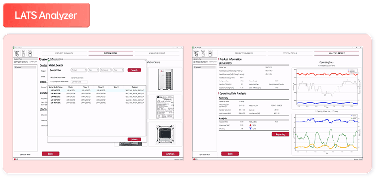 LATS Analyzer HVAC performance tool, energy efficiency analysis, system operating data visualization, detailed reporting