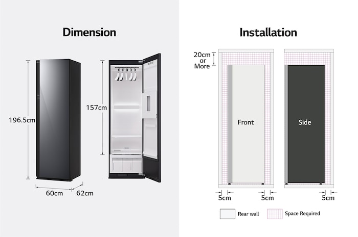 LG Styler Mirror Black (Built-in HandySteamer™), SC5GMR80H