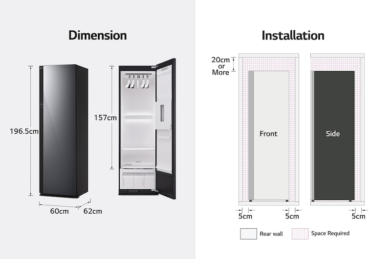 LG Styler Mirror Black (Built-in HandySteamer™), SC5GMR80H