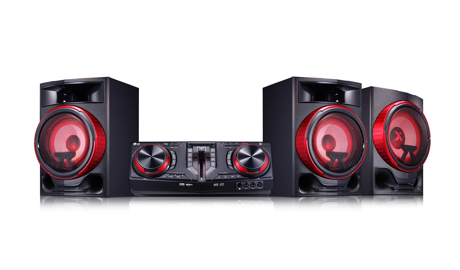 Front view of 2.1 ch, 2900W RMS, FM, TV Sound Sync, Wireless Party Link, DJ &amp; Karaoke Functions, Bass Blast&#43; CJ88