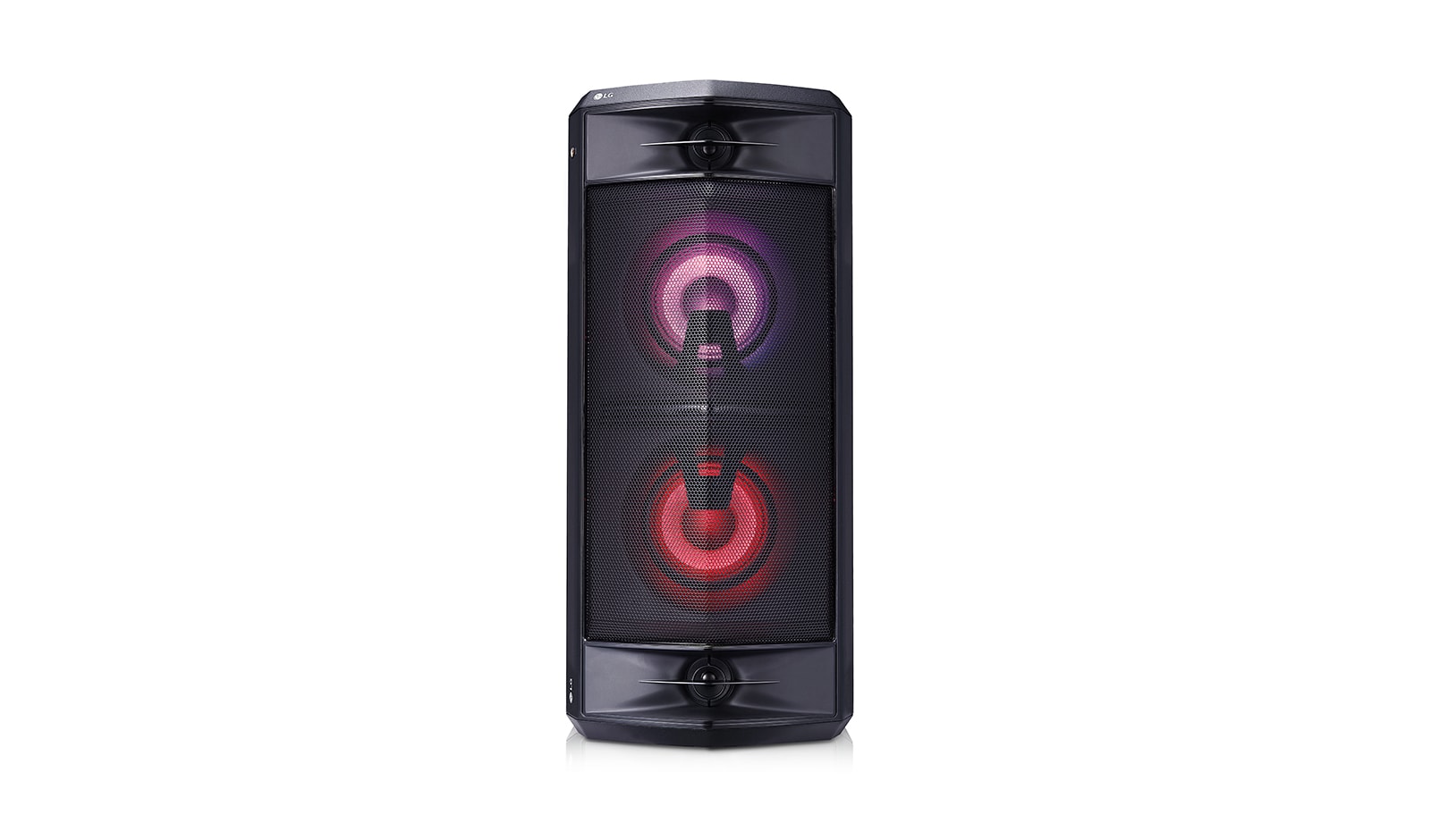 LG 220 watts RMS, DJ Effect, Multi Juke Box, Bluetooth Multi Pairing, DJ Loop, XBOOM One Body Speaker, FJ5
