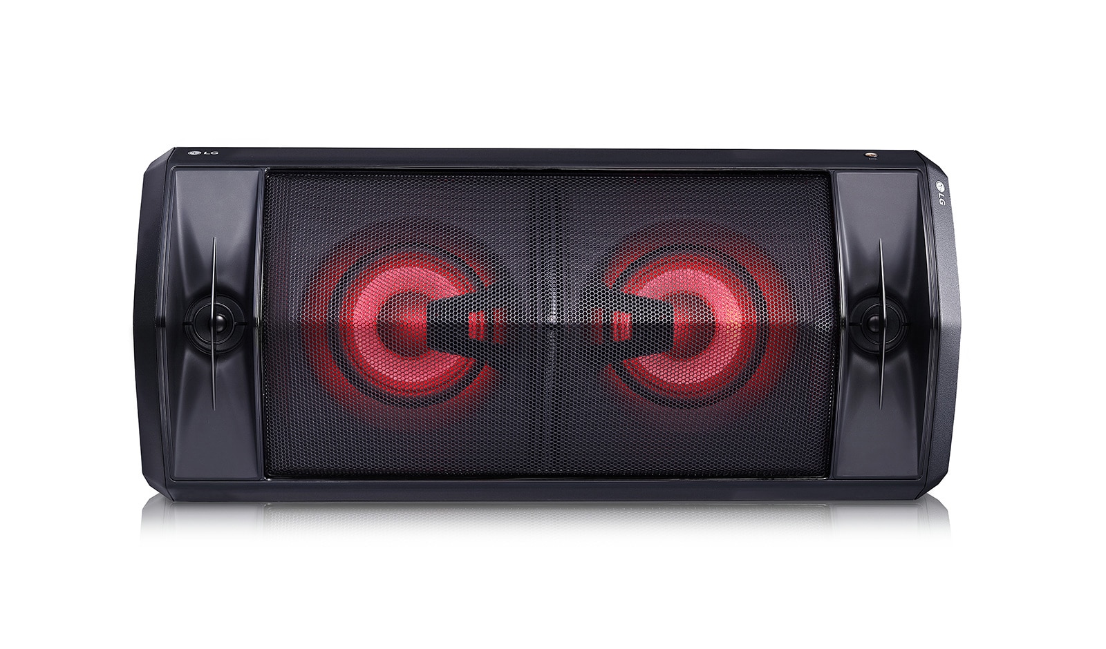LG 220 watts RMS, DJ Effect, Multi Juke Box, Bluetooth Multi Pairing, DJ Loop, XBOOM One Body Speaker, FJ5