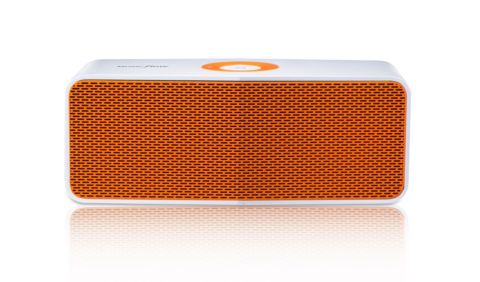 Front view of LG MUSIC flow P5 Portable Bluetooth Speaker NP5550 | White Orange NP5550WO