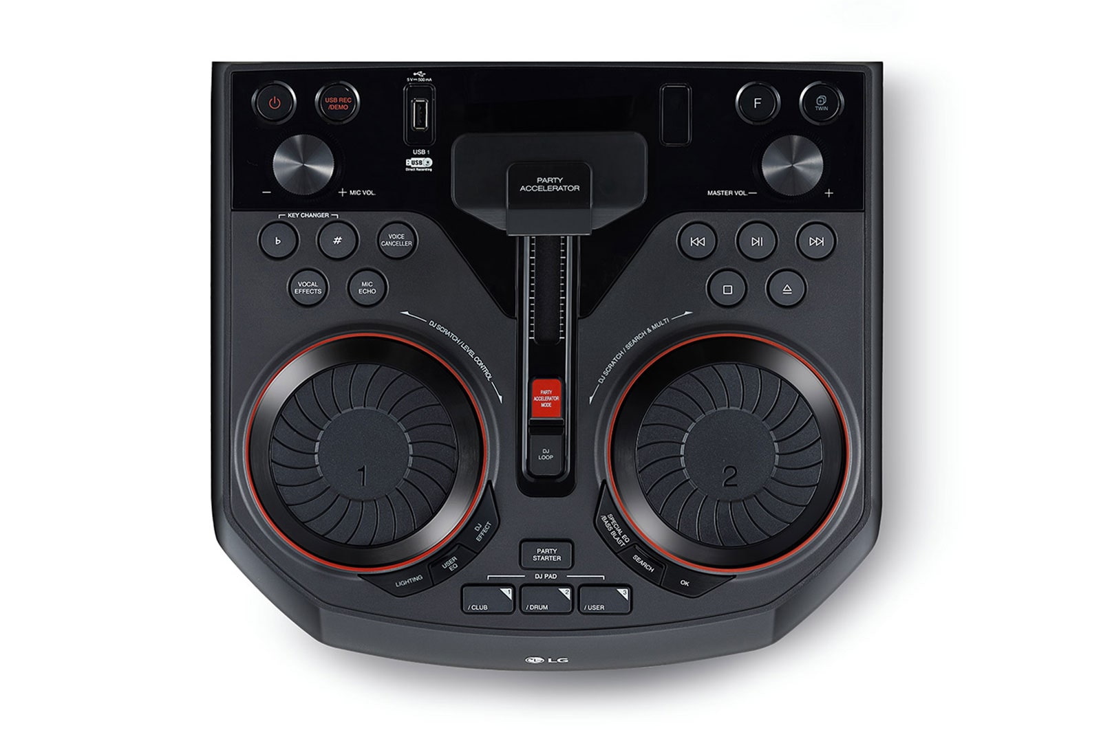 LG 2.0 ch, 600W RMS, DVD/CD Playback, FM, TV Sound Sync, Wireless Party Link, DJ & Karaoke Functions, Bass Blast+, OL55D