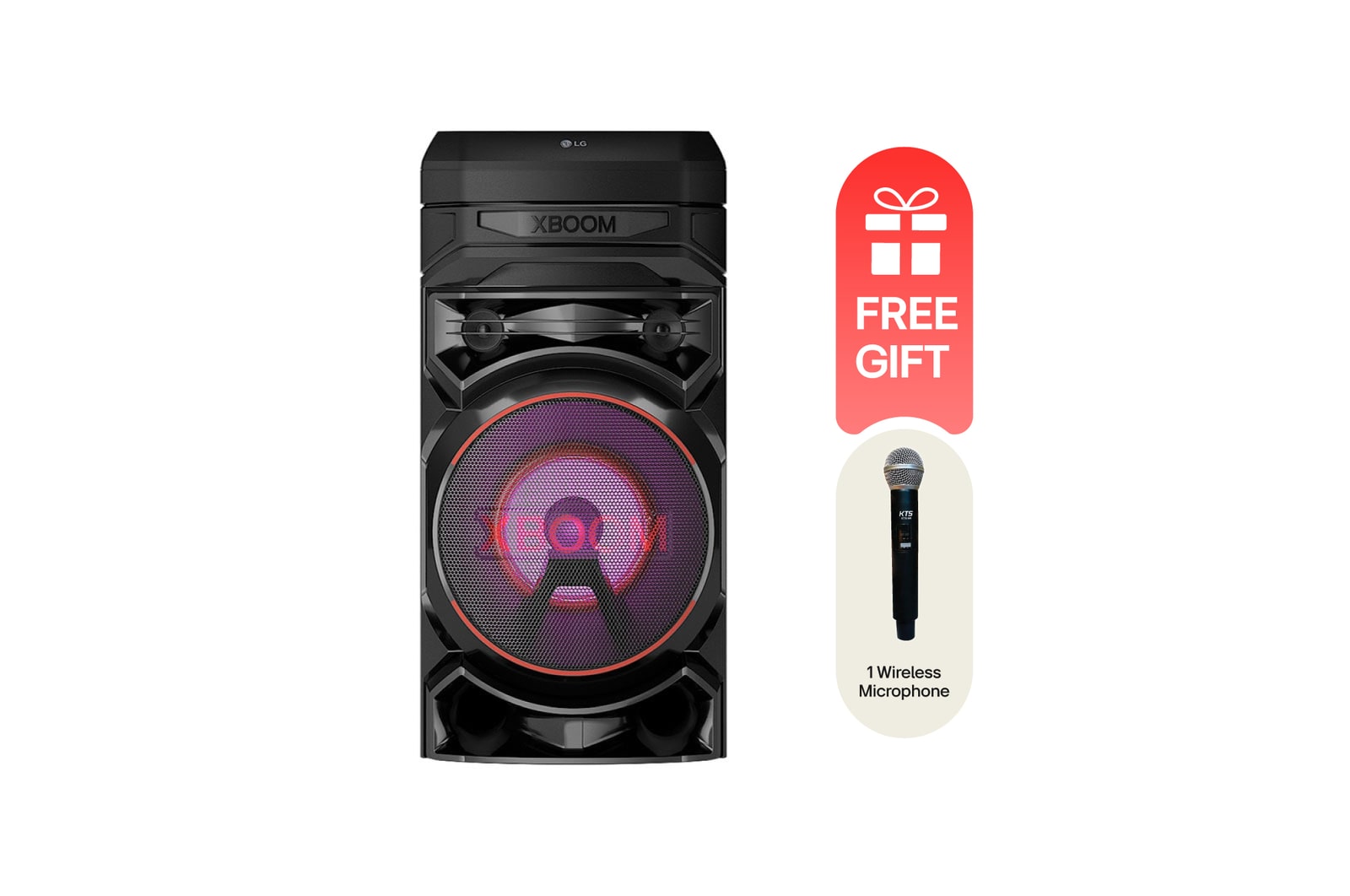 Front view of Bluetooth speaker LG XBOOM RNC5 Karaoke Party Speaker RNC5