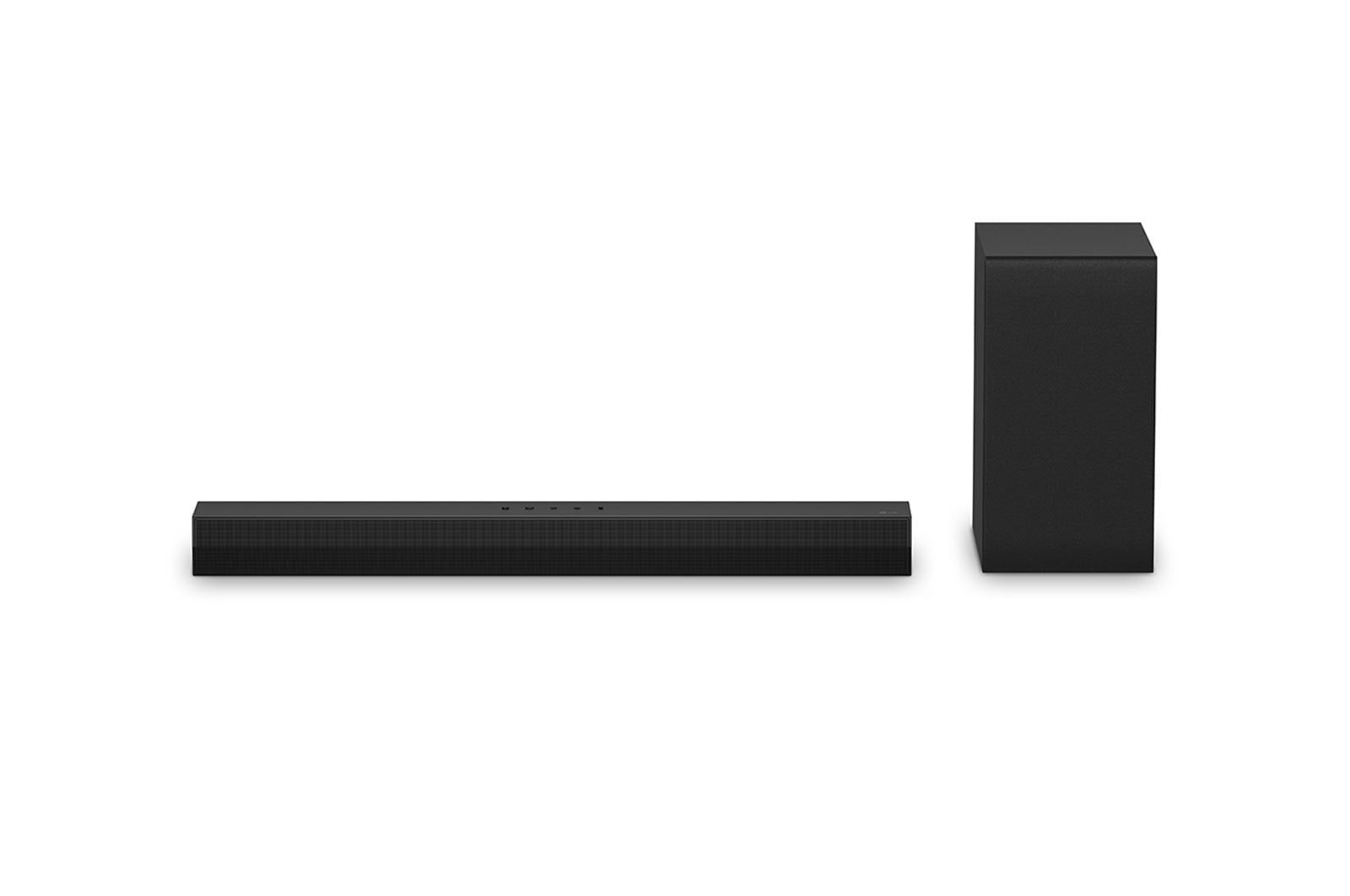 Front view of LG Soundbar S40T and subwoofer
