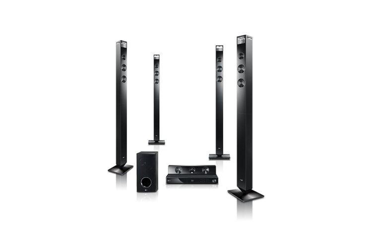 Front view of 9.1 speakers/1125W, Upright 3D Speakers, 360º Reflector, Sound Field Expansion, 3D Sound Analyzer, LG Smart TV Function HX906TX