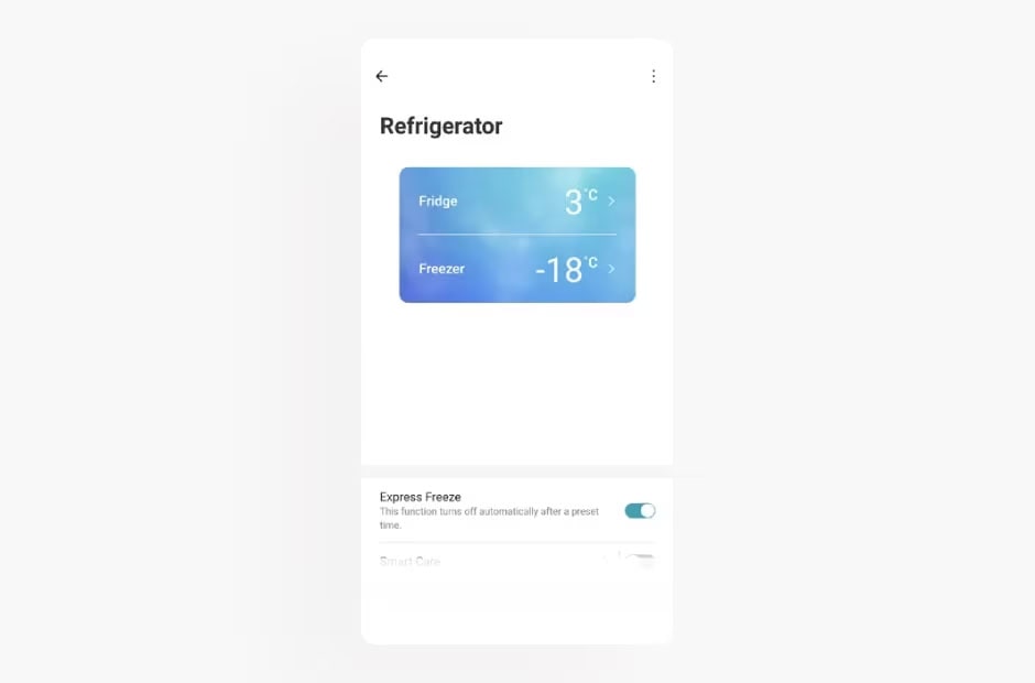 Image shows the air conditioner screen in the LG ThinQ app