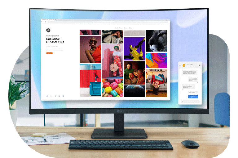 This Full HD (1920x1080) screen offers clear color while displaying various programs at once on the 31.5-inch widescreen with 1500R curvature, elevating work productivity.