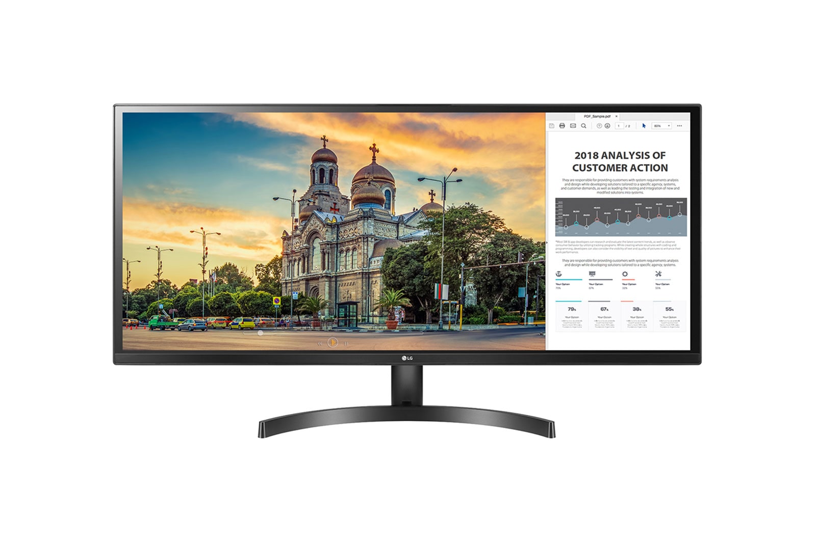 Front view of 34&#34; UltraWide Full HD IPS Monitor 34WK500-P