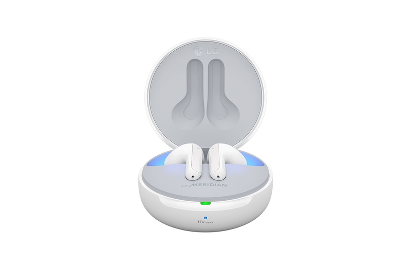 LG Tone Free Wireless Earbuds with ANC, 99.9% Bacteria Free, Prestigious British Meridian Sound, Triple Microphones in Each Earbud and IPX4 Water Resistance (FN7, White), HBS-FN7
