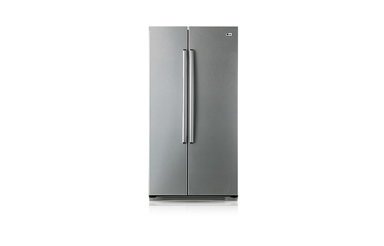 Front view of 21 cu ft, Platinum Silver Design, Bioshield, Anti-Bacterial Gasket, Moist Balance Crisper, Digital Sensor, Multi-Airflow, Tempered Glass, Door Alarm GR-B207CLC