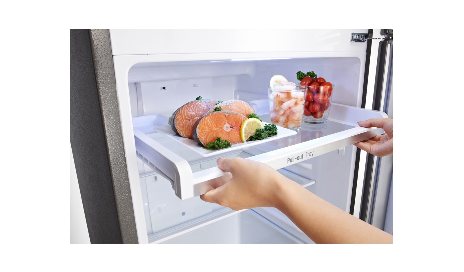 LG 8cu.ft, Smart Inverter Compressor, Pullout Tray, LED Lighting, Multi-Airflow, Anti Bacterial Gasket, Tempered Glass Shelves, GR-B222RLCL