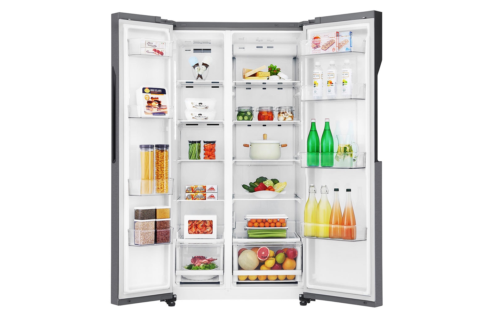 LG 24 cu.ft Side by Side Ref, Inverter Linear Compressor, 10 Year Warranty on Compressor, 2 Year Warranty on Parts and Service, GR-B247KQDV