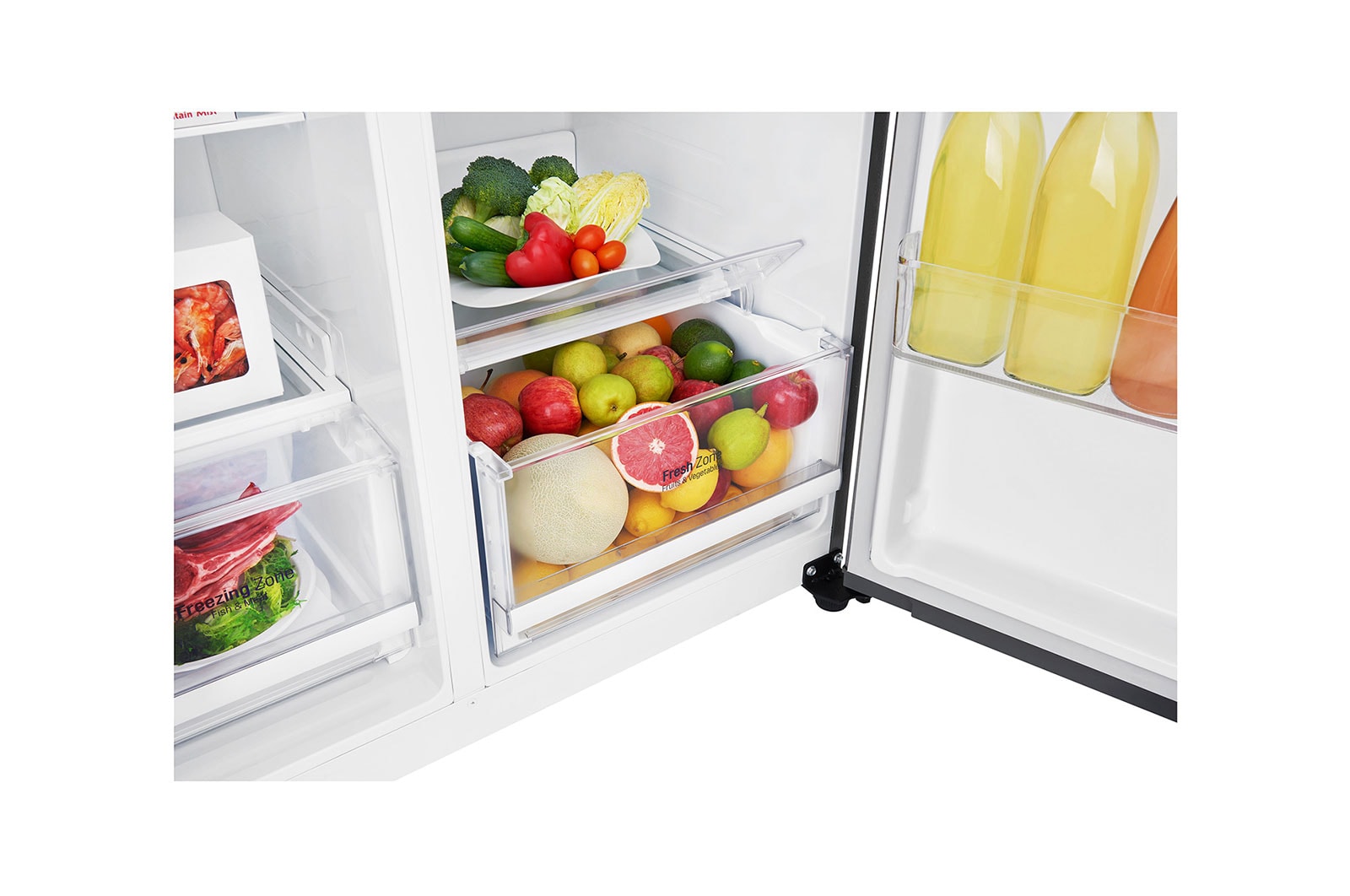LG 24 cu.ft Side by Side Ref, Inverter Linear Compressor, 10 Year Warranty on Compressor, 2 Year Warranty on Parts and Service, GR-B247KQDV