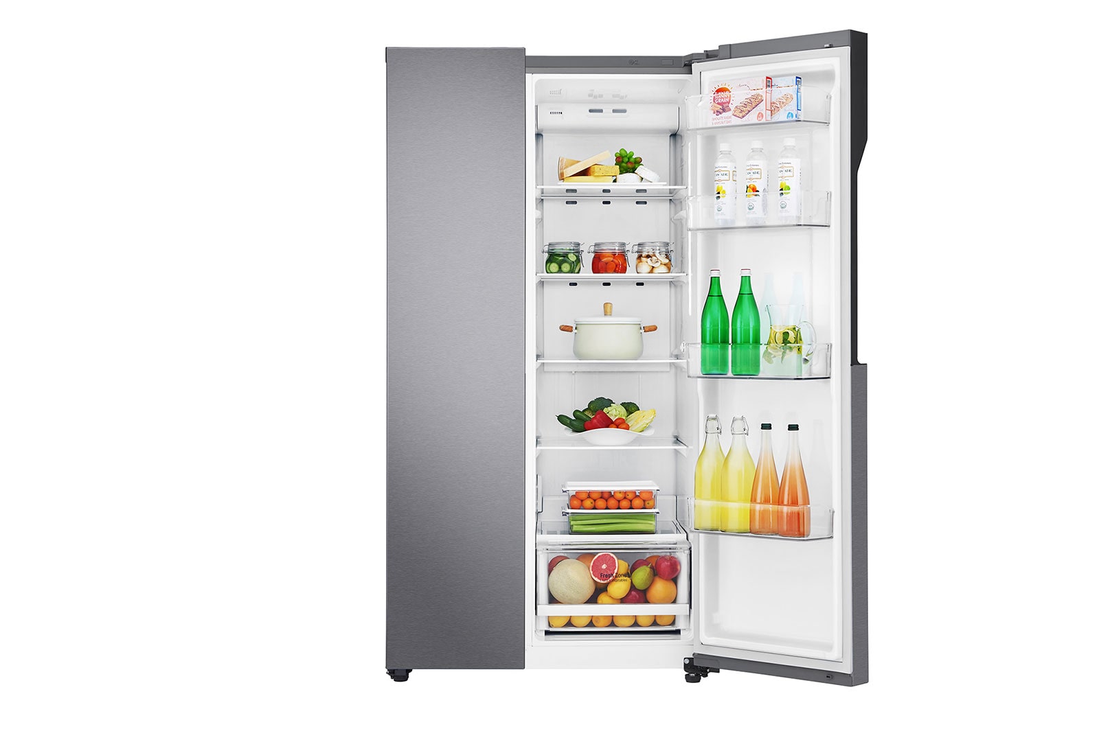 LG 24 cu.ft Side by Side Ref, Inverter Linear Compressor, 10 Year Warranty on Compressor, 2 Year Warranty on Parts and Service, GR-B247KQDV