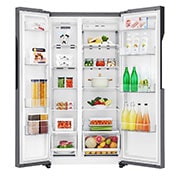 LG 24 cu.ft Side by Side Ref, Inverter Linear Compressor, 10 Year Warranty on Compressor, 2 Year Warranty on Parts and Service, GR-B247KQDV