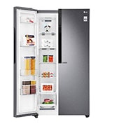 LG 24 cu.ft Side by Side Ref, Inverter Linear Compressor, 10 Year Warranty on Compressor, 2 Year Warranty on Parts and Service, GR-B247KQDV