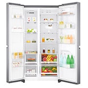 LG 24 cu.ft Side by Side Ref, Inverter Linear Compressor, with Smart Wifi, 10 Year Warranty on Compressor, 2 Year Warranty on Parts and Service, GR-B247SLUW