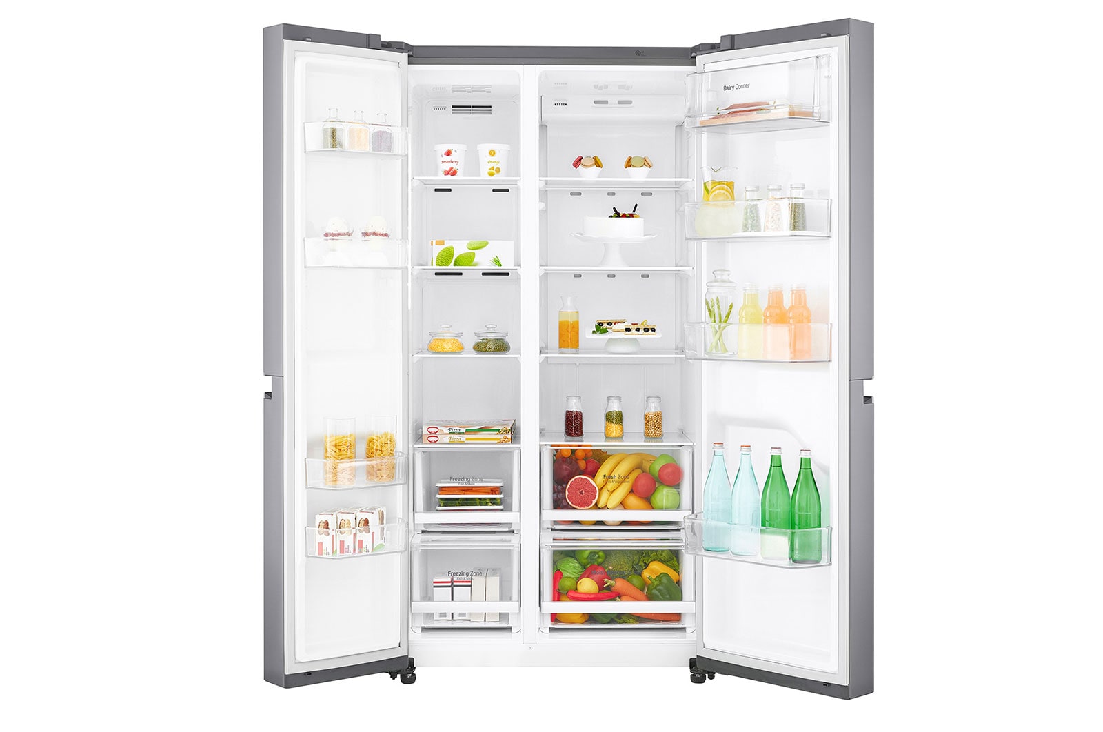 LG 24 cu.ft Side by Side Ref, Inverter Linear Compressor, with Smart Wifi, 10 Year Warranty on Compressor, 2 Year Warranty on Parts and Service, GR-B247SLUW