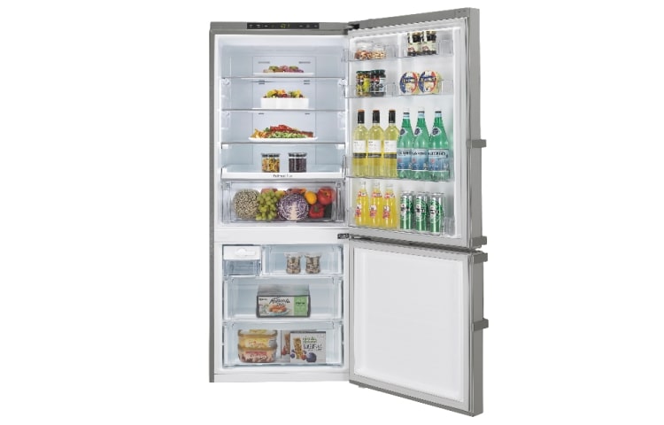 LG 15.9cu.ft, Inverter Linear Compressor, Easy Open Handle, Pull Out Tray, Retractable Shaft, Multi-Airflow, i-Micom Controller, LED Lighting, GR-B519ESQZ