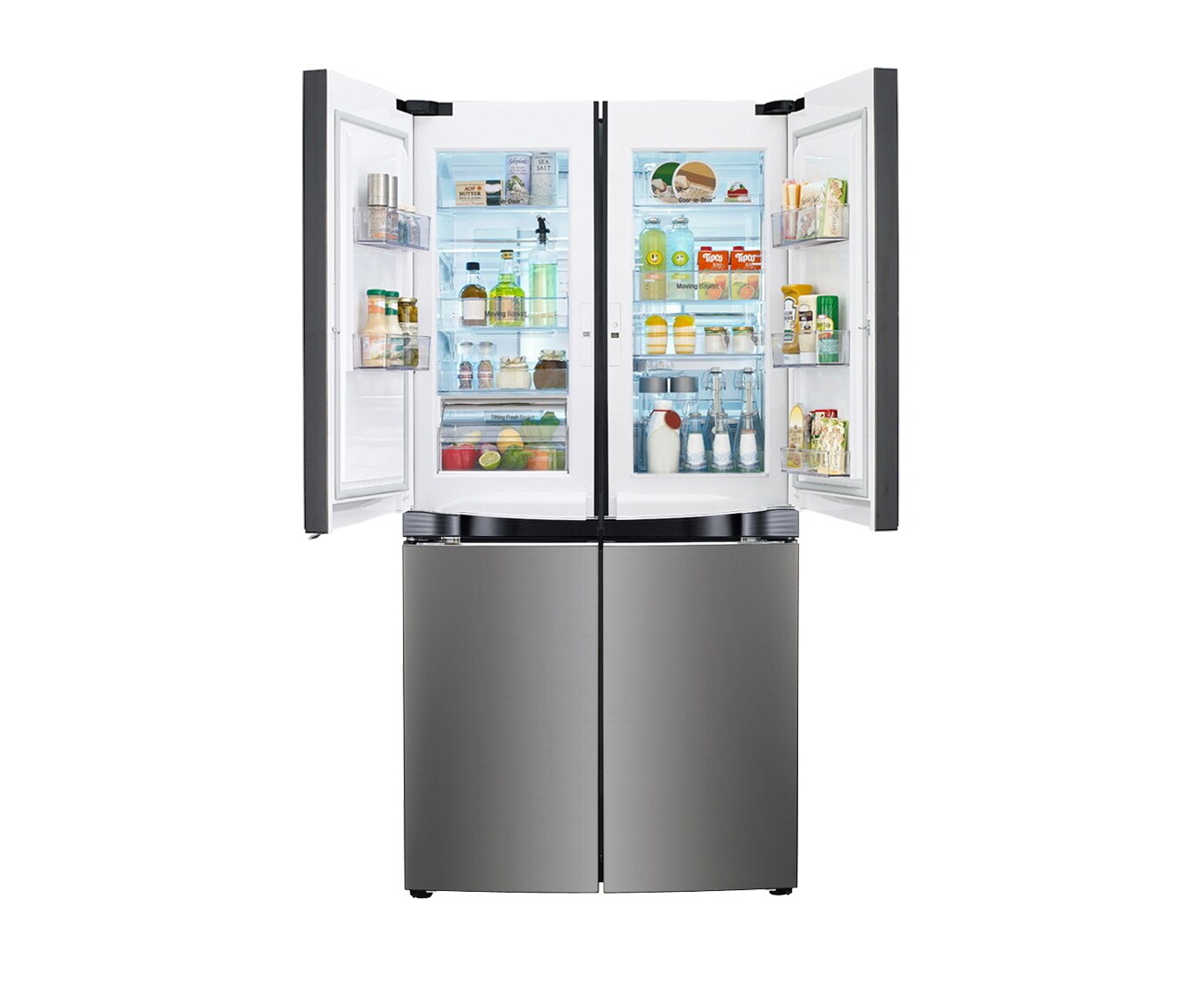 LG 32.9 cu.ft., Inverter Linear Compressor, Dual Door-in-Door™, Smart Diagnosis, Hygiene Fresh+™, 10 Year Compressor Warranty, 2 Year Parts and Service Warranty, Folding Shelf, Tilting Veggie Basket, Sliding Drawer Type, GR-D31FWCHL