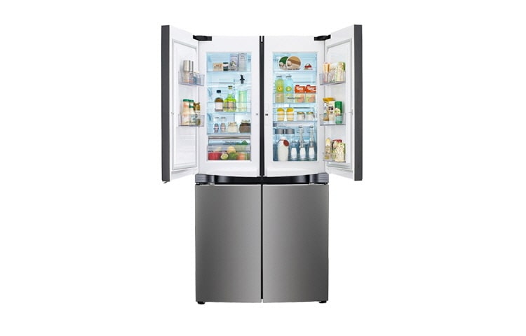 LG 32.9 cu.ft., Inverter Linear Compressor, Dual Door-in-Door™, Smart Diagnosis, Hygiene Fresh+™, 10 Year Compressor Warranty, 2 Year Parts and Service Warranty, Folding Shelf, Tilting Veggie Basket, Sliding Drawer Type, GR-D31FWCHL