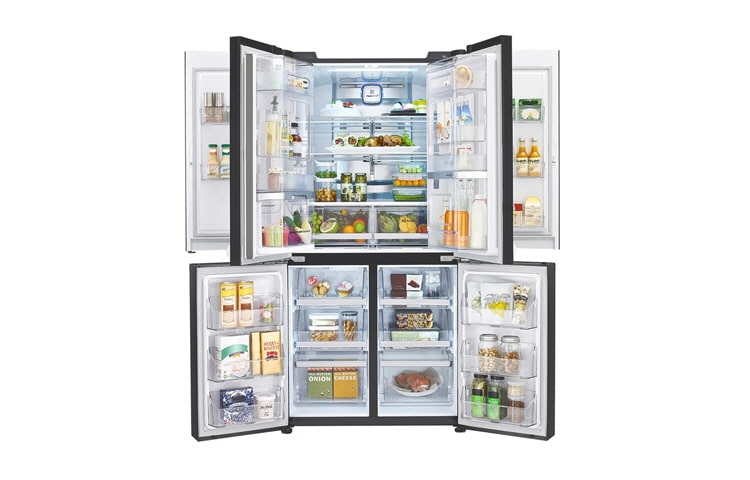 LG 32.9 cu.ft., Inverter Linear Compressor, Dual Door-in-Door™, Smart Diagnosis, Hygiene Fresh+™, 10 Year Compressor Warranty, 2 Year Parts and Service Warranty, Folding Shelf, Tilting Veggie Basket, Sliding Drawer Type, GR-D31FWCHL