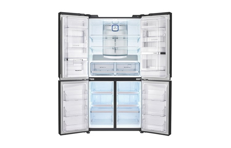 LG 32.9 cu.ft., Inverter Linear Compressor, Dual Door-in-Door™, Smart Diagnosis, Hygiene Fresh+™, 10 Year Compressor Warranty, 2 Year Parts and Service Warranty, Folding Shelf, Tilting Veggie Basket, Sliding Drawer Type, GR-D31FWCHL