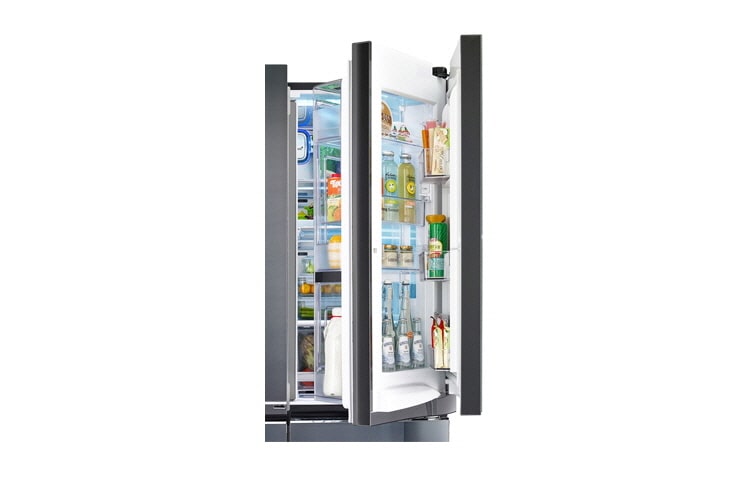 LG 32.9 cu.ft., Inverter Linear Compressor, Dual Door-in-Door™, Smart Diagnosis, Hygiene Fresh+™, 10 Year Compressor Warranty, 2 Year Parts and Service Warranty, Folding Shelf, Tilting Veggie Basket, Sliding Drawer Type, GR-D31FWCHL