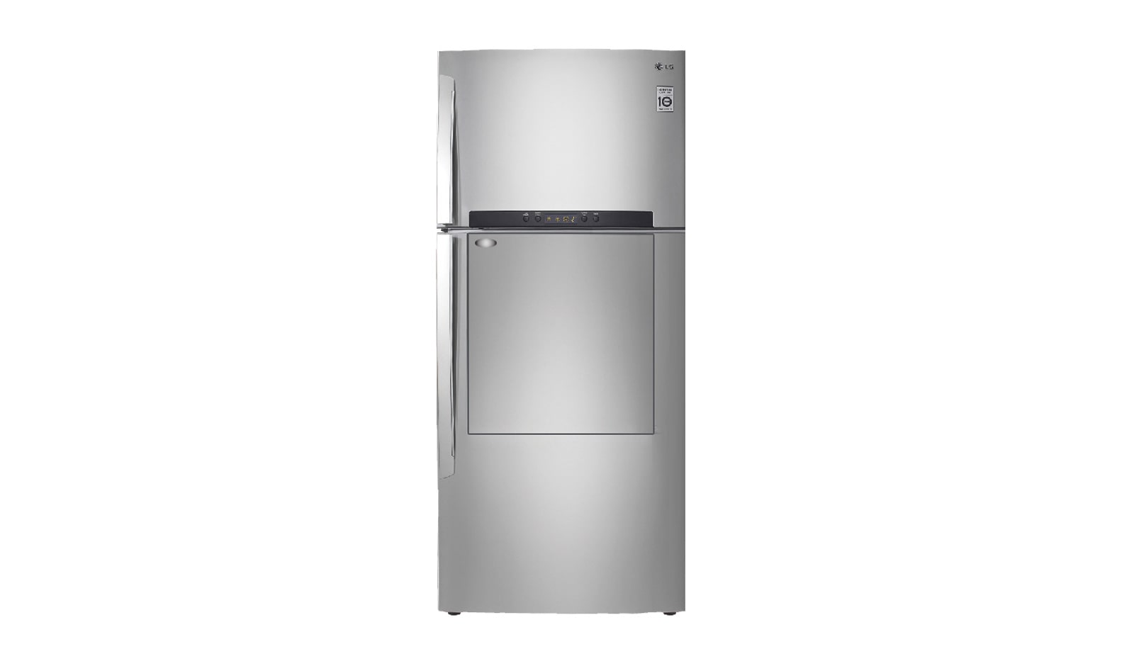 Front view of 19 cu.ft., Smart Inverter Compressor, 10 Year Compressor Warranty, 2 Year Parts and Service Warranty, Wide Display, Door in Door, Fresh 0 Zone, Hygiene Fresh&#43;™, Smart Diagnosis, Dual LED Lighting, Shelf w/Hot Stamping, Sliding Twist l/Tray GR-D702HLAL