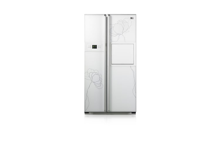 Front view of White Art Flower Side by Side GR-R217LGJ