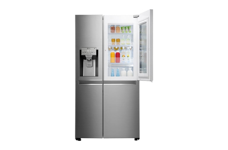 LG 23.8 cu.ft Instaview Door-in-Door™ Refrigerator, with Dispenser, Inverter Linear Compressor, with Smart Wifi, 10 Year Warranty on Compressor, 2 Year Warranty on Parts and Service, GR-X247CSAV