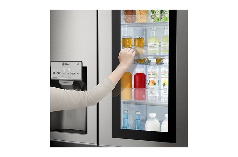 LG 23.8 cu.ft Instaview Door-in-Door™ Refrigerator, with Dispenser, Inverter Linear Compressor, with Smart Wifi, 10 Year Warranty on Compressor, 2 Year Warranty on Parts and Service, GR-X247CSAV