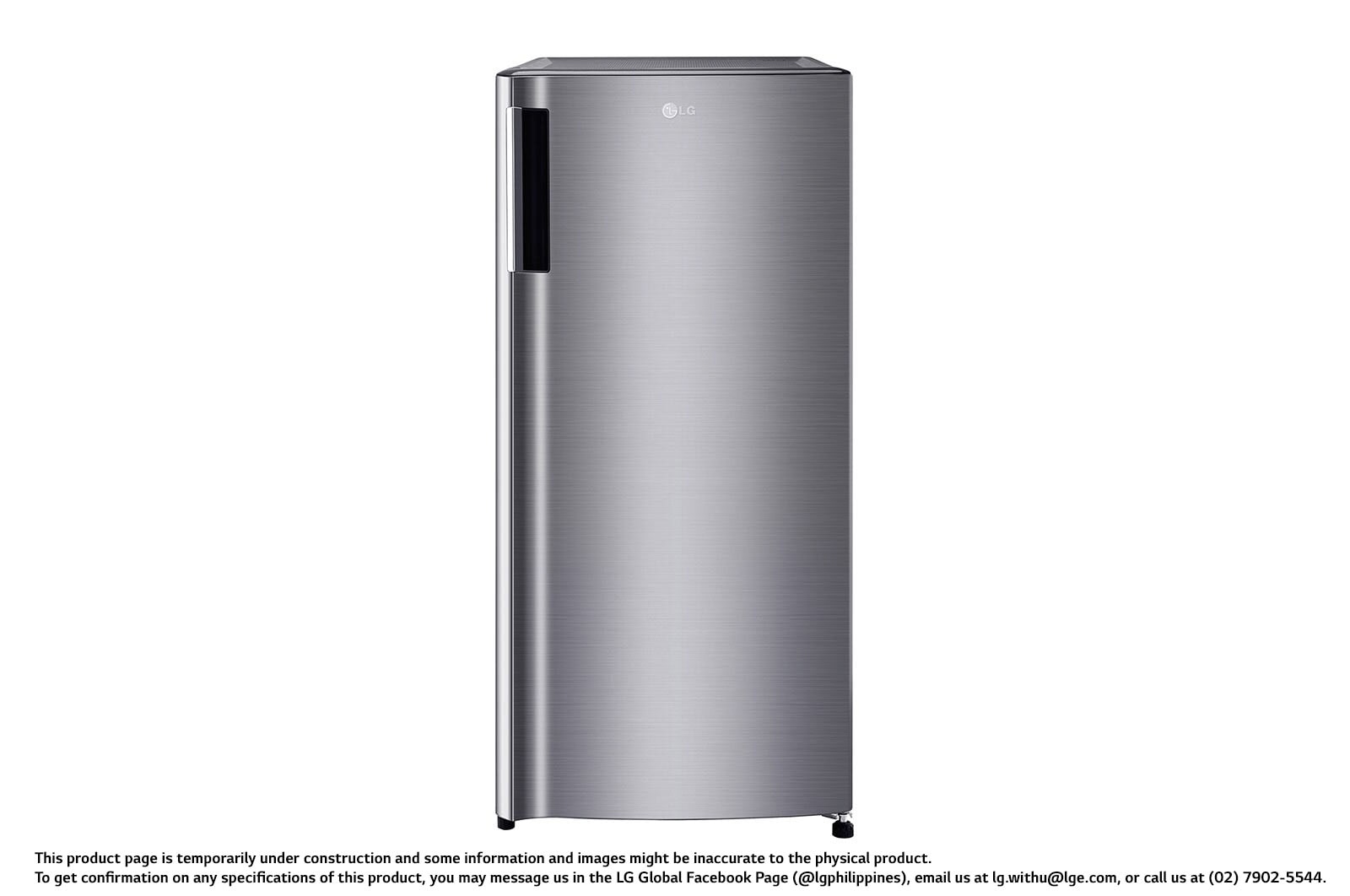 Front view of 6 cu. ft  1-Door Refrigerator, Smart Inverter Compressor, 10 Year Warranty on Compressor, 2 Year Warranty on Parts and Service, Pocket Handle, Tempered Glass Shelves GR-Y201SLZB