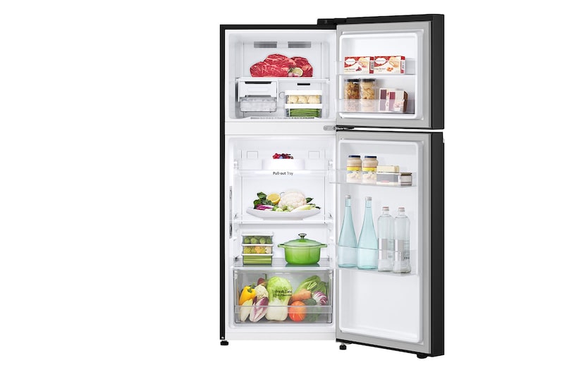 LG 9 Cu. Ft. Top Freezer Refrigerator in Black Steel, RVT-B093BS