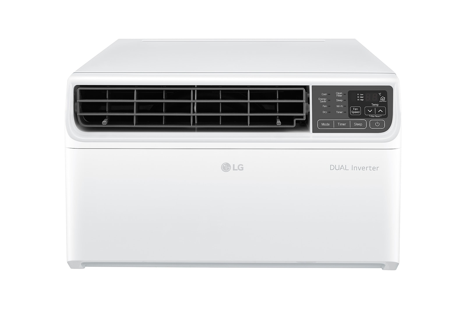 Front view of 1.0    HP, Dual Inverter Compressor, 70% Energy Saving, Anti-bacterial Filter, Sleep Mode, Window Inverter, Fast Cooling, 10-Year Compressor Warranty LA100WC