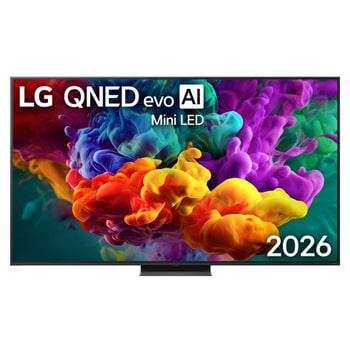 Front view of 75 inch LG QNED evo AI QNED86 Mini LED 4K Smart TV 2026 75QNED86BSA