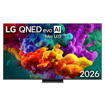 Front view of 86 inch LG QNED evo AI QNED86 Mini LED 4K Smart TV 2026 86QNED86BSA