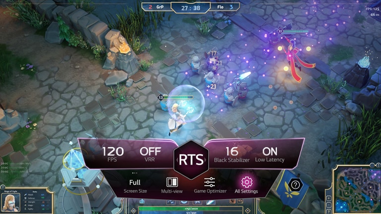 Image showing settings and game dashboard displayed while running a gaming software.