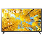A front view of the LG UHD TV with infill image and product logo on