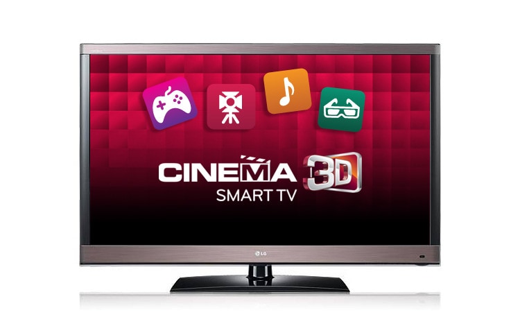 Front view of 55&#34; Cinema 3D TV, Smart TV, LG Apps, Smart Share, Web Browser, Magic Motion Remote Control, Trumotion 120Hz, 2D to 3D Conversion, Certified Flicker-Free, Battery Free Glasses 55LW5700